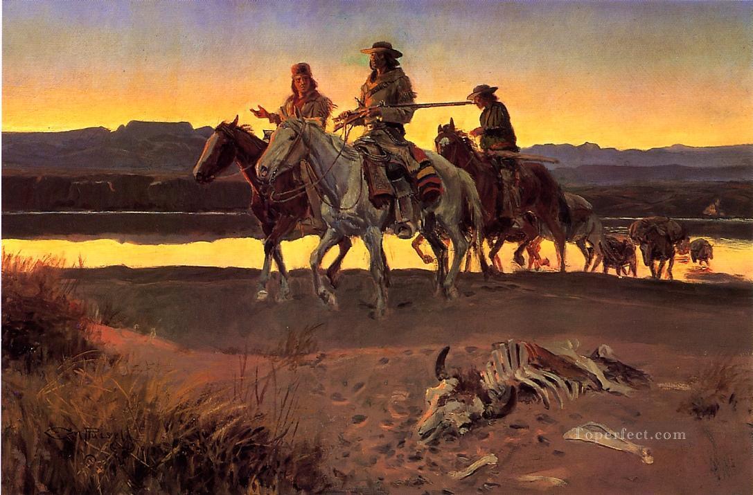 Carsons Hombres occidental americano Charles Marion Russell Pintura al óleo